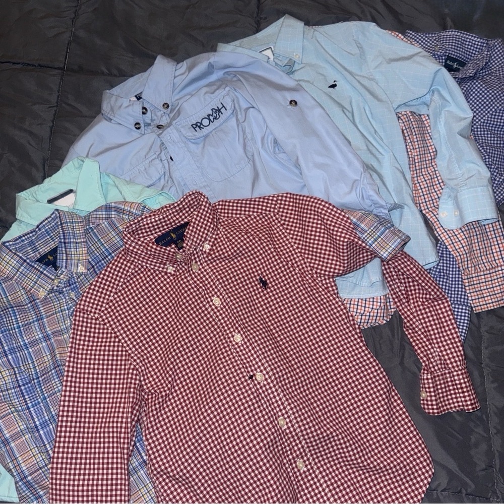 Polo Ralph Lauren Chaps Prodoh Properly Tied Preppy Button Up Shirt Lot Boys 7/8